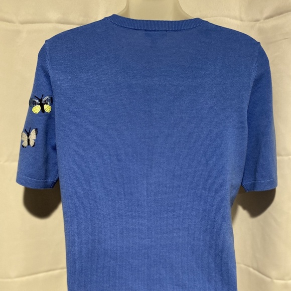 Vintage Womens Blue Sequin Butterflies Sweater Coquette Y2K Swiftie Size PM - Picture 4 of 7